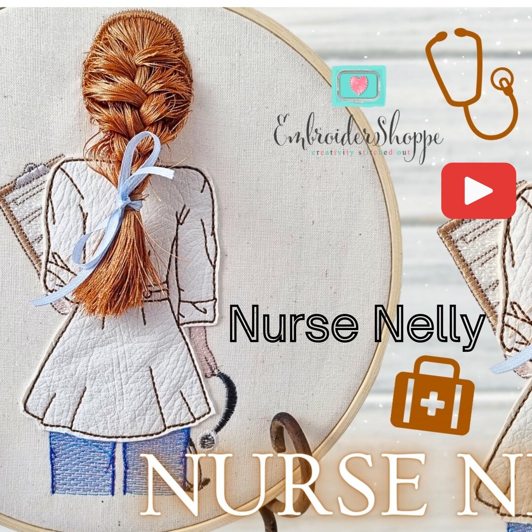 3D Hair Nurse Nelly 5x7 Hoop Applique Machine Embroidery Design-jump ...