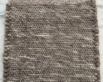 Brown Grey Hand Woven, Bordered, Natural, Flatweave, Soft High Quality Wool Rug. Customizable Available- LavnLira