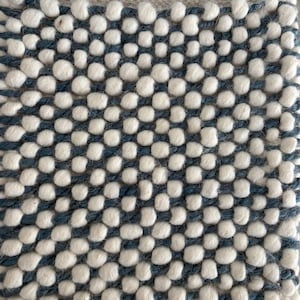 White, Wool, Blue, Jute Area Rug - Hand Woven, Basketweave, Design - Luxury Home Decor - LavnLira