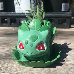 3D Printed & Hand-painted Bulbasaur Flower Planter w/ Leaf Drain Plate