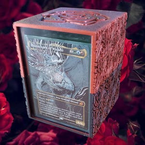 Roses rouges/noires imprimées en 3D avec couvercle magnétique MTG Commander Deck Box