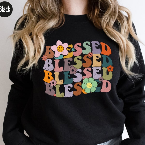 Blessed Shirt, Preppy Christian Sweatshirt, Women's Religious Shirt, Cute Faith Tshirt, Trendy Christian Gifts, Catholic Gifts, GA7513
