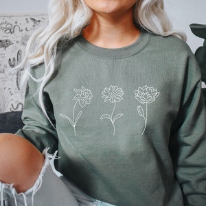 Custom Birth Month Flower Shirt, Women's Birth Month Sweatshirt ...