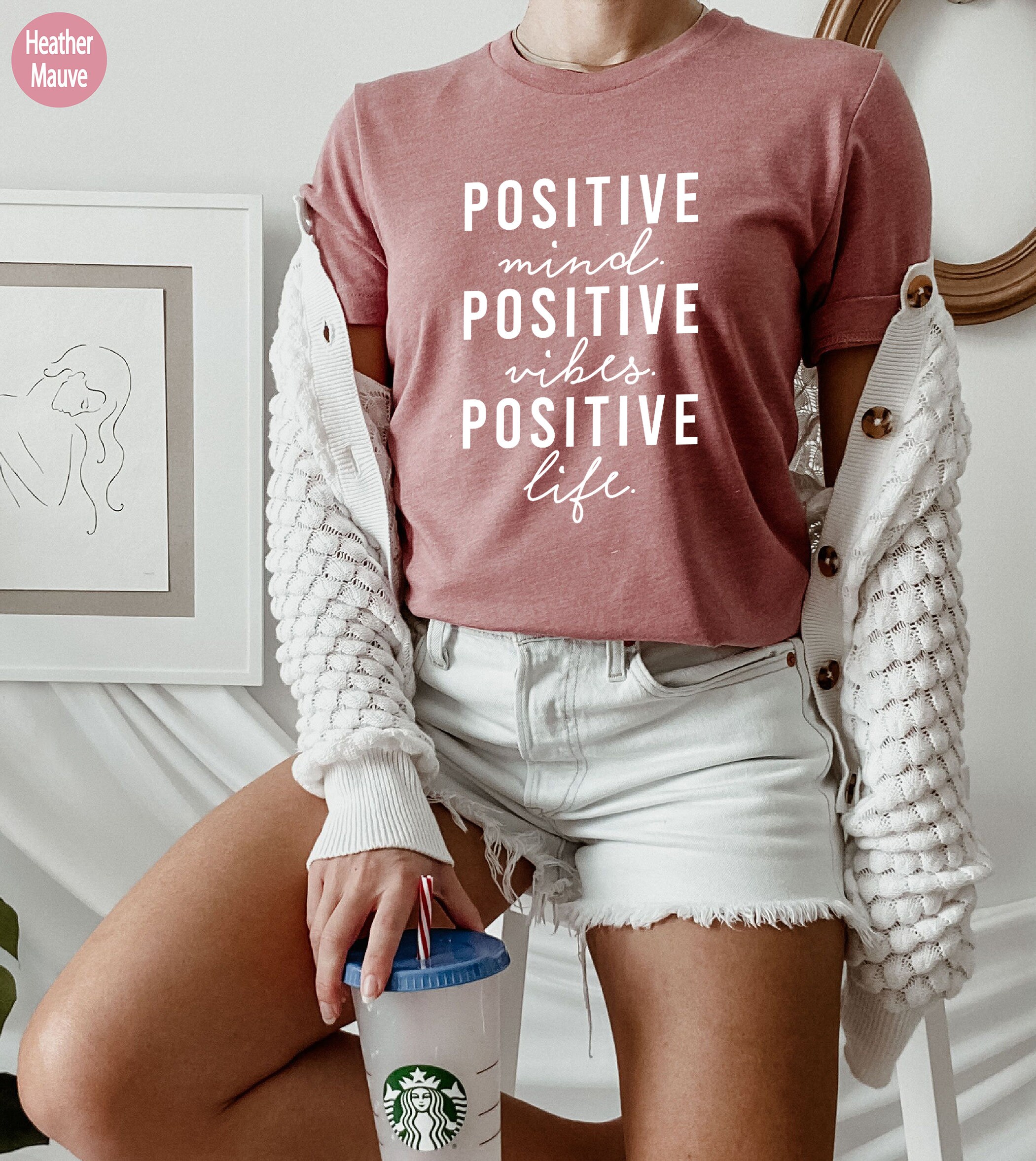 Discover Positive Mind Positive Vibes Positive Life Sweatshirt,Positive Inspirational Quotes Shirt,Positive Saying Hoodie,Positive Vibes Tee,GA5787