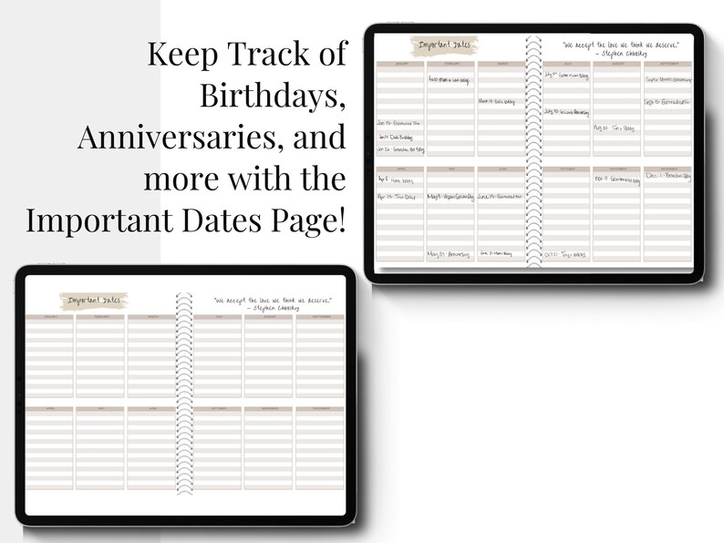 Important Dates and Deadlines Tracker Digital Journal, Printable Journal Etsy