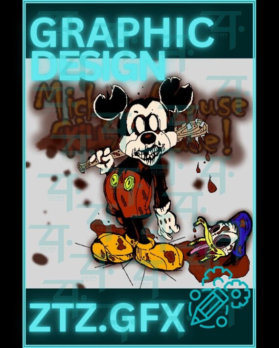 Dark Mickey Mouse Printable Art: Creepy Retro Cartoon Decor