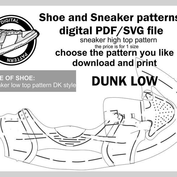 Sportschoenpatroon- sneakerpatroon- aangepaste sneaker-laag toppatroon DK-stijl