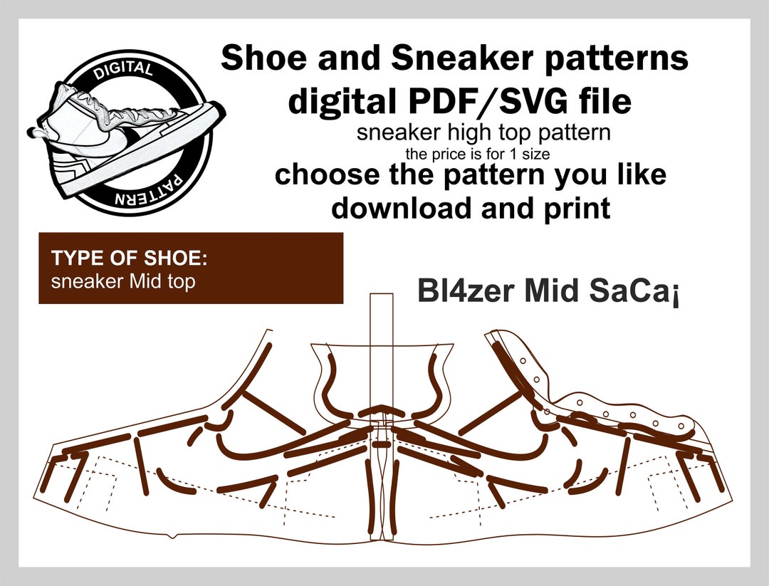 Sneaker Pattern Bottom Sneaker Pattern - Etsy