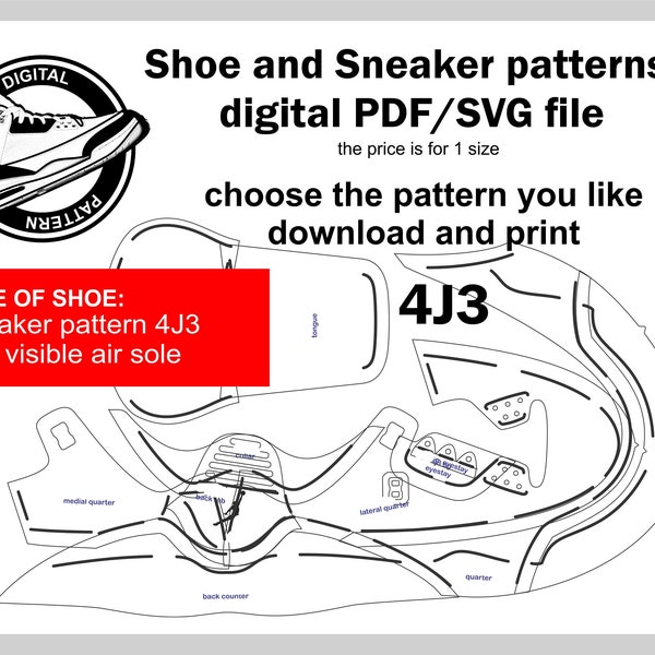Sportschoenpatroon- sneakerpatroon- aangepaste sneaker-model 4J3