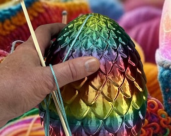 Mystical Dragon Egg Yarn Bowl - Cat-Safe Knitting Gem