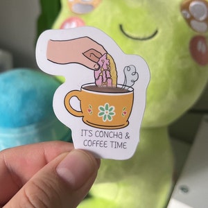 Concha & Coffee Time Sticker, Pan Dulce Sticker, Coffee Sticker, Mexican food Sticker, conchas and chisme Sticker, Latina Stickers, latine