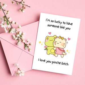 Je t'aime Pinche Bitch carte de voeux, carte de voeux d'amitié drôle, carte Tu me manques, carte pour BFF, carte Best Bitches, cartes Bestie