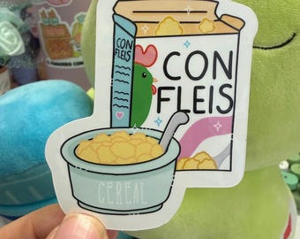Con Fleis Cereal Sticker: Mexican Food, Latina Humor