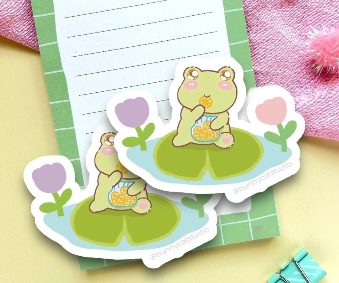 Froggy Eating Chips Sticker Frog Sticker Chicharrones Etsy