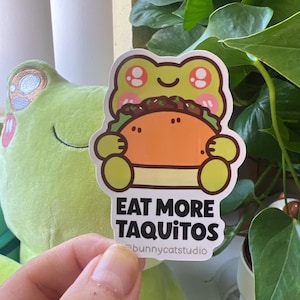 Eat More Taquitos Sticker, Cute Frog Stickers, Hispanic Stickers, Laptop Water Vinyl Stickers, Mexican Food Stickers, Latina Stickers