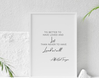 Alfred Lord Tennyson Poem Print, Inspirational Quote (Digital Download)