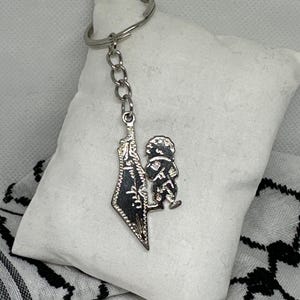 Palestinian Handala and Map Silver Tone Keychain