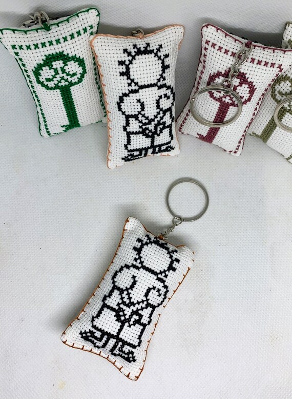 Authentic Jordanian Palestinian Tatreez Embroidery Pillow Keychain