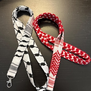 Authentic Palestinian or Jordanian Keffiyeh Fabric Lanyard Keychain