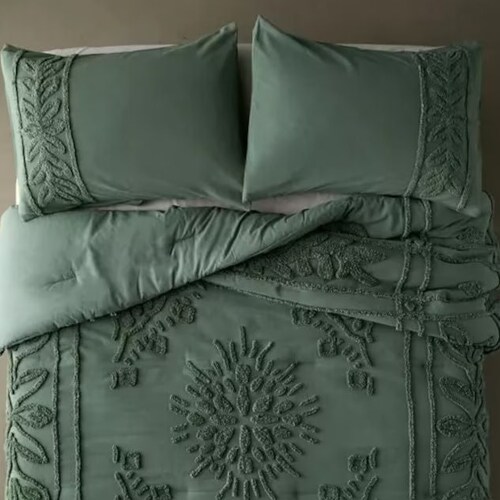 3 Pcs Moss Green Duvet Cover Dorm Bedding Set Queen King Etsy