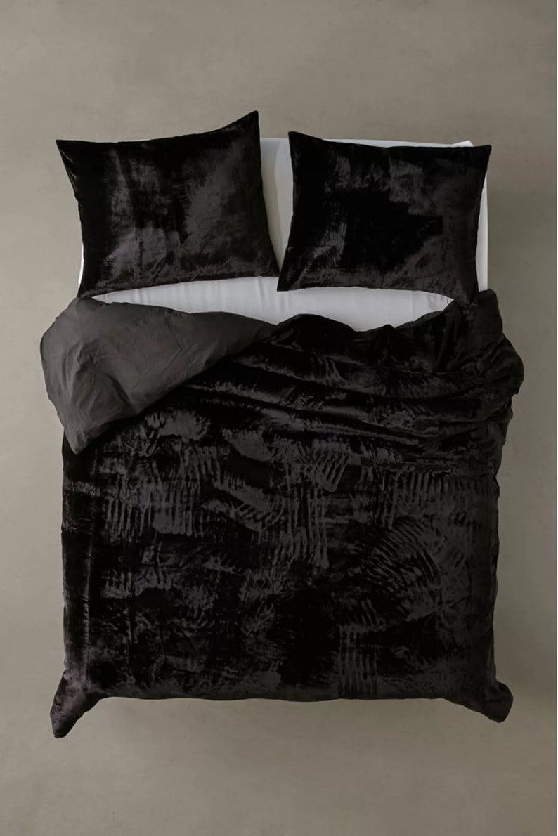 3 Pieces Black Velvet Duvet Cover Velvet Comfort Set Full Twin Etsy