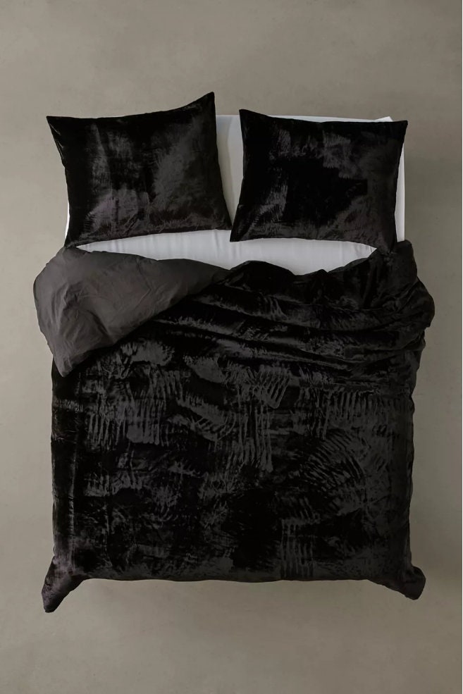 3 Pieces Black Velvet Duvet Cover Velvet Comfort Set Full Twin Etsy