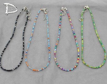 Bohemian Small Bead Necklace | minimalist beads multicolor colorful bead necklace | Simple bead necklace | Handmade bead necklace chokar