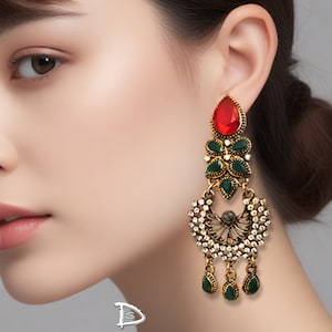 Indische Bollywood Hochzeitsschmuck | Party Ohrringe | Lange baumeln und Tropfen Ohrringe | Bollywood Ohrringe | Pakistanische Hochzeits-Ohrringe