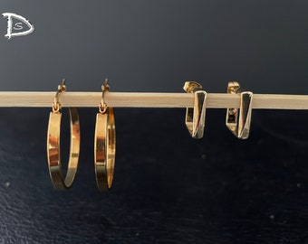 Summer Hoop Earrings | Gold Simple Earrings | Gold Hoop Earrings | Simple Earrings | Geometrical Earrings | Dainty Earrings