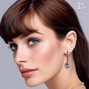 Turkish Evil Eye Dandle and Drop Earrings | Evil Eye Hoop Earrings | Simple Dangle and drop Earrings | Blue Evil Eye Tear Drop Earrings