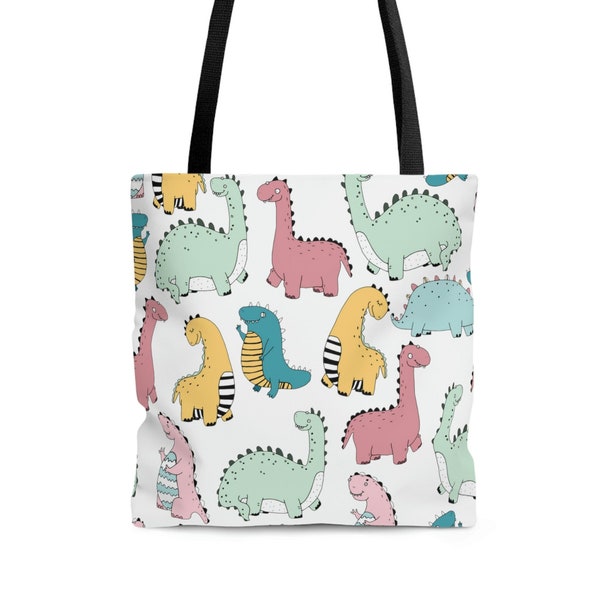 Fourre-tout dinosaure élégant pour les mamans - Polyester durable avec poignées noires et intérieur laminé - 3 tailles disponibles