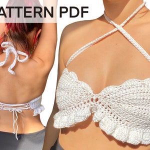 Crochet Bralette Pattern | Crochet Festival Crop Top Pattern, crochet festivalwear, handmade crop top, beachwear, halter top, corset top