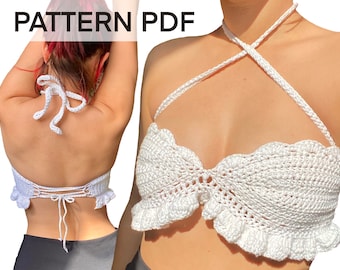 Gehaakt bralettepatroon | Gehaakt Festival Crop Top Patroon, gehaakte festivalkleding, handgemaakte crop top, strandkleding, haltertop, korsettop