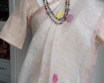 Linen Jute Jamdani Weaving Tissue Saree | Indian Sarees In USA