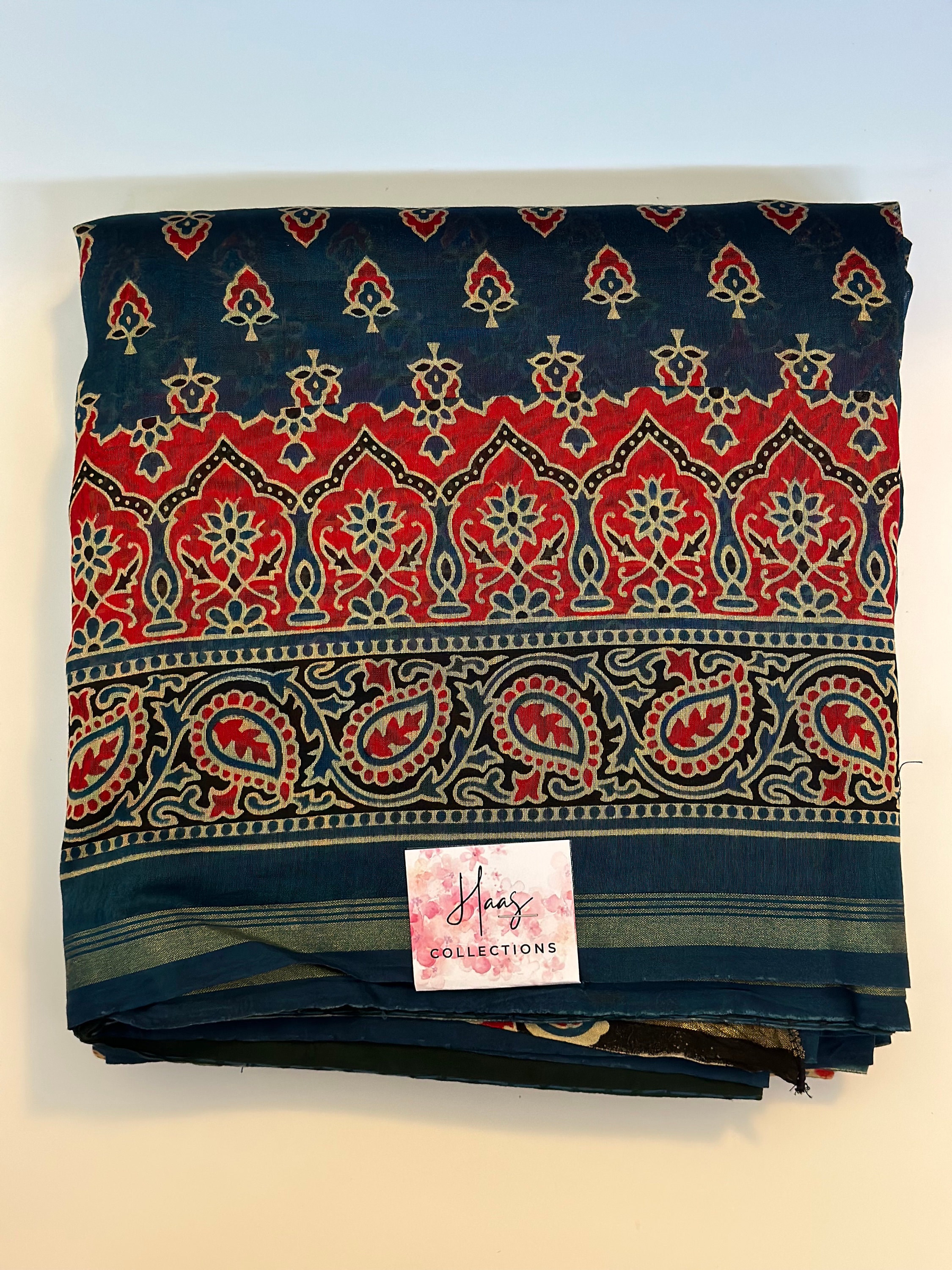 Beige - Handloom Chanderi Silk Natural Dyed Block Print Ajrakh Stole 03 main image 0