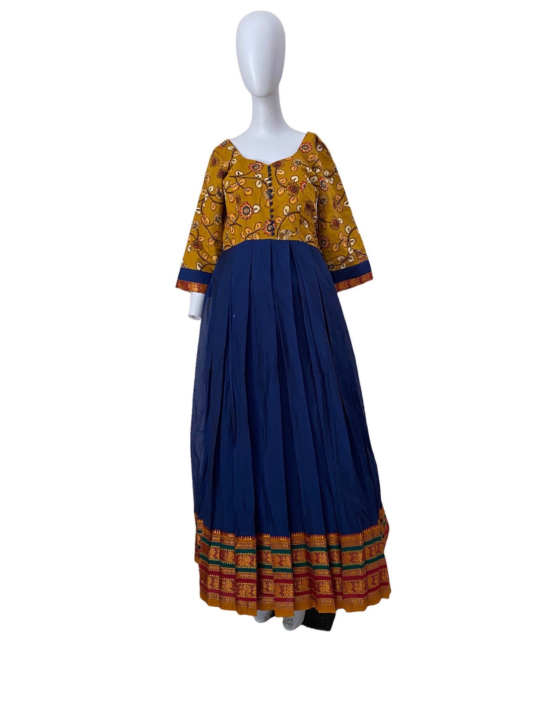 Kalamkari Narayanpet Blue Dress Indian Dress Custom Dress - Etsy
