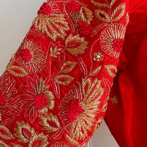 Red embroidery blouse | Bridal saree blouse | custom embroidery blouse image 8