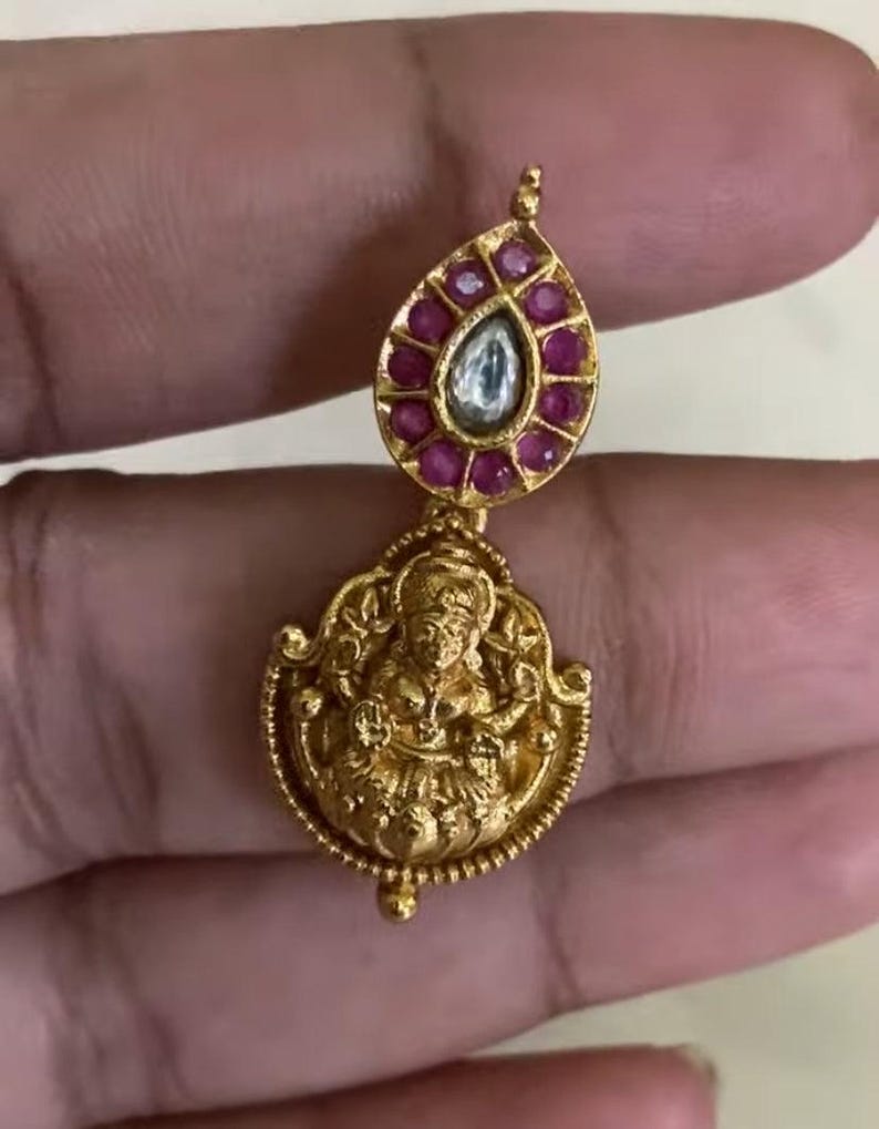 Lakshmi Haram With Earrings | Temple Traditional Necklace image 4