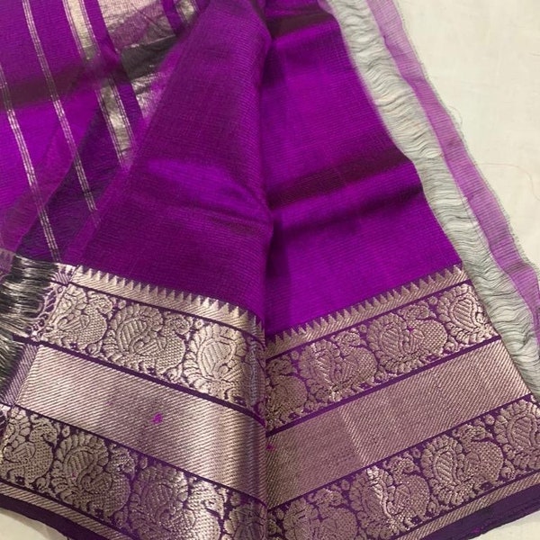 Big kanchi Border Mangalagiri Saree | Indian Handloom Sarees In USA