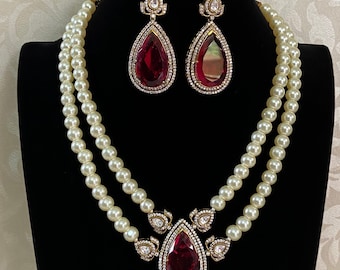 Victorian AD Doublet Pendant Pearl Necklace