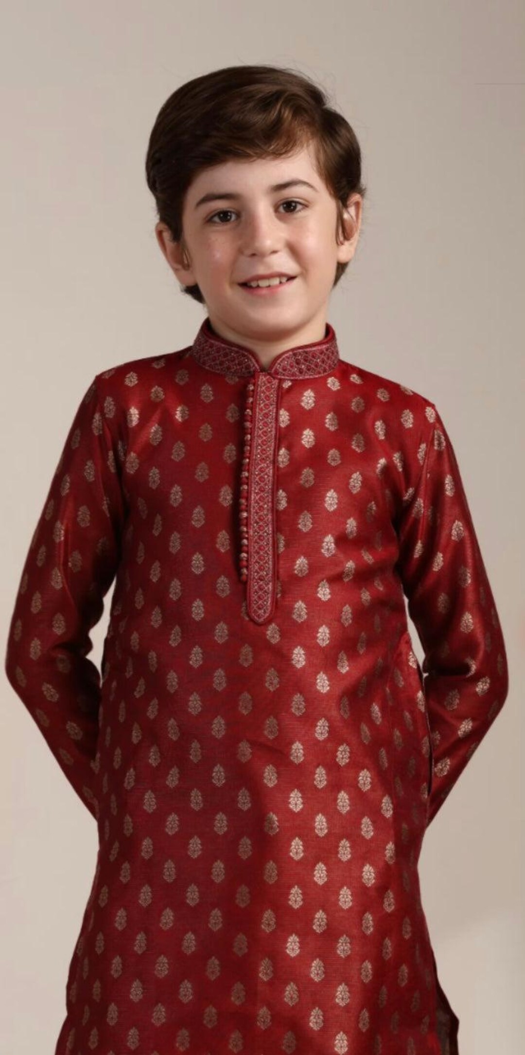 Red Safari Boys Kurta Set