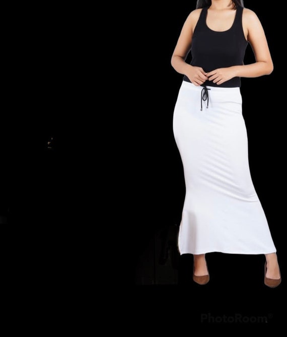 White Saree Shape Wear Saree Petticoat Stretchable Shapewear Saree Inskirt  