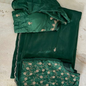Satin embroidery fancy saree | Party wear saree | Sarees in USA image 4