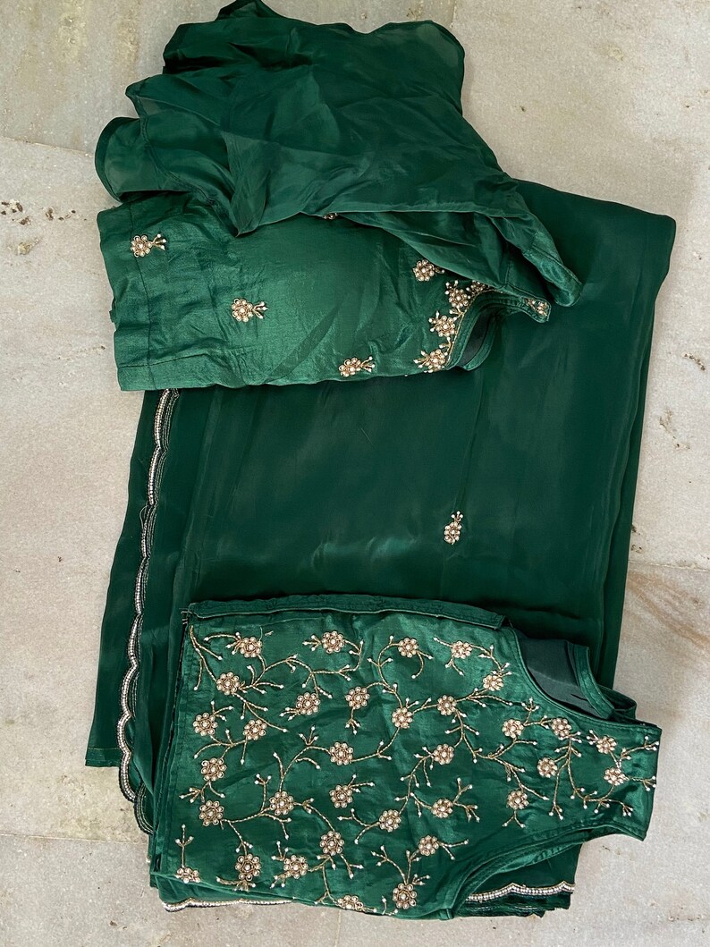 Satin embroidery fancy saree | Party wear saree | Sarees in USA image 4