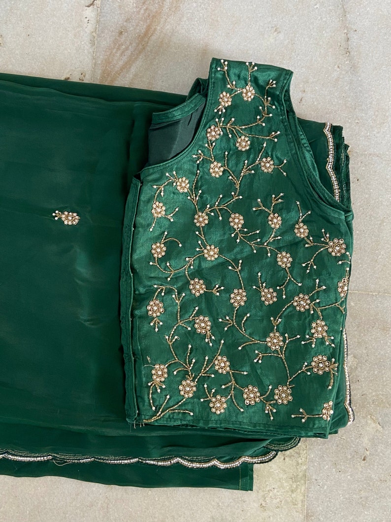 Satin embroidery fancy saree | Party wear saree | Sarees in USA image 6