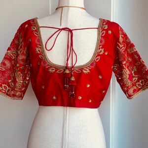 Red embroidery blouse | Bridal saree blouse | custom embroidery blouse image 5