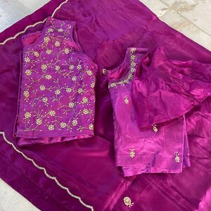 Satin embroidery fancy saree | Party wear saree | Sarees in USA image 5