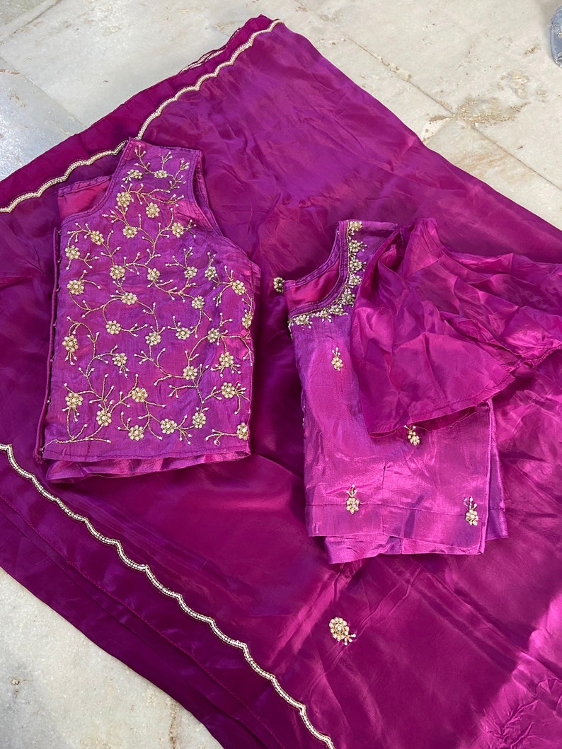 Satin embroidery fancy saree | Party wear saree | Sarees in USA image 5
