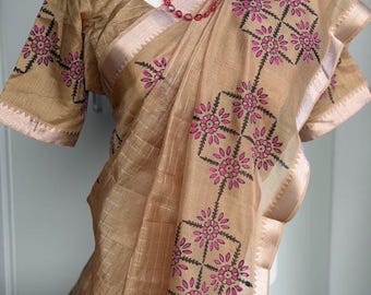 Printed Mangalagiri Handloom Saree | Light Weight Saree | Gift Idea