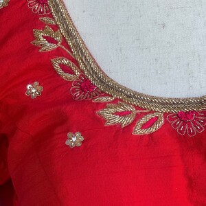Red embroidery blouse | Bridal saree blouse | custom embroidery blouse image 4